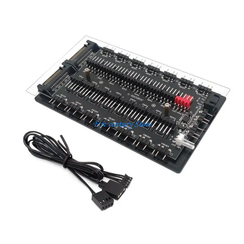 

J6PA PWM ARGB LED Controller Hub 16 Ports 12V 4Pin Fan 5V 3Pin PWM Cooling Fan Splitter Double 16 Way Controller