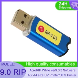Impresora UV de inyección de tinta plana, software AcroRIP, versión de Color blanco 9,0, software RIP con llave de bloqueo, dongle para cabezal de impresión Epson