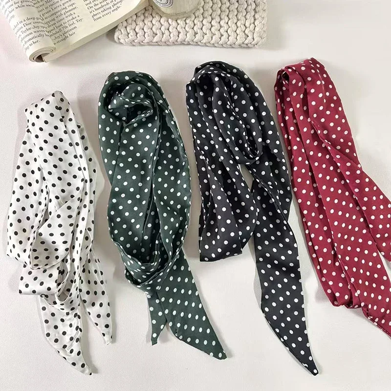 200 سنتيمتر نقطة نمط طويل المرأة وشاح موضة الإناث حزام نحيل رئيس الأوشحة لسيدة وشاح حريري التعادل حقيبة أشرطة الرقبة منديل #5