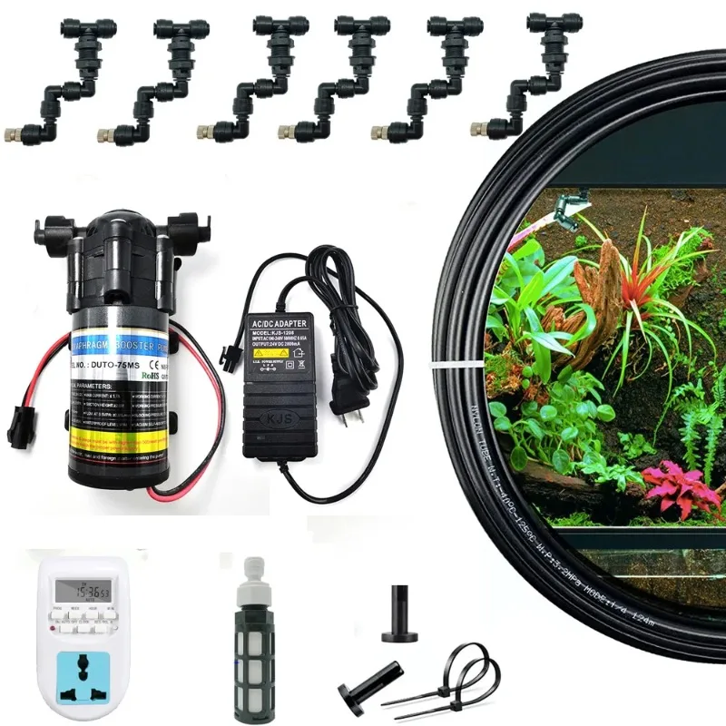 

Super Quiet Water Pump Reptiles Mist Sprinkler Rainforest Tank Pet Humidifier Cooling System 5/10/15M Automatic Timer Control