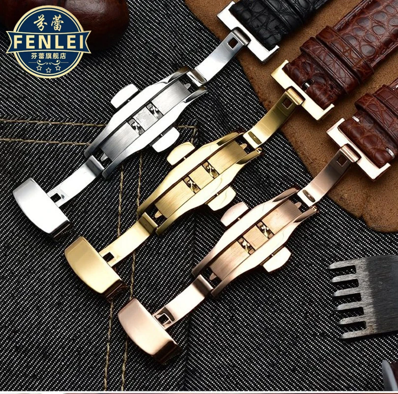 For Longines Omega Rossini Citizen Tissot  Watch strap Crocodile leather Men Women butterfly Clasp watchband 14 16 18mm 19 20mm