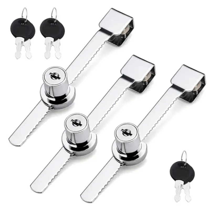 

For Terrarium Showcase Glass Door Lock 3Pcs Reptile Vivarium Lock, Ratchet Display Cabinet Lock With Key Cabinet Locks