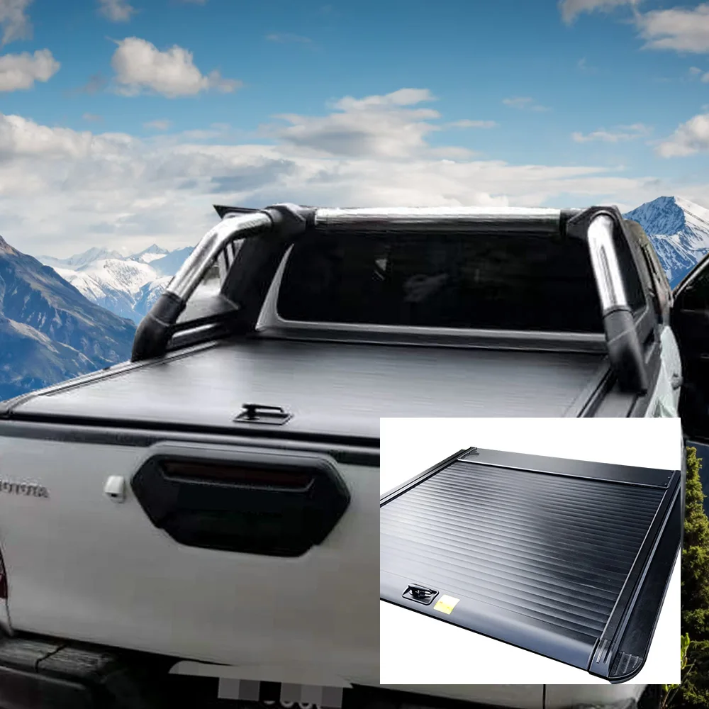 Tapa de rodillo de recogida, cubierta de cama de persiana de camión, cubierta de tóner Manual enrollable dura con cerradura codificada para Toyota Hilux Revo