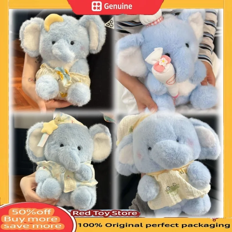 

Sweet Blue Little Elephant Plush Toys Handmade Fluffy Cartoon Dressed Elephant Doll Gentle Kids Appease Doll Birthday Kids Gift