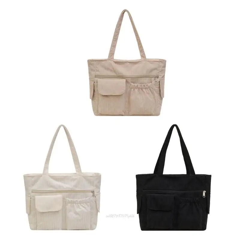 

X5XA Fashionable And Practical Corduroy Shoulder Bag For Women Casual Top Handle Handbag with Ample Space For Daily Essential
