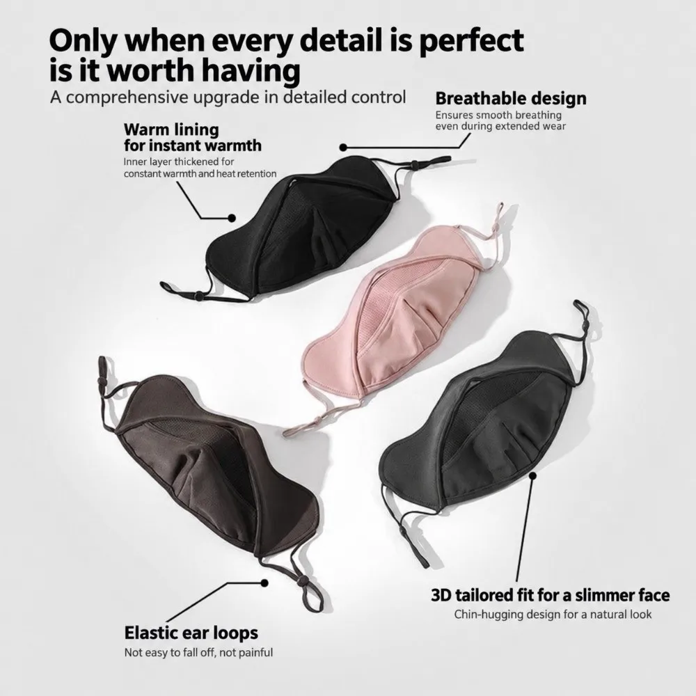 Thermal Winter Face Mask 3D Stereo Windproof Windproof Cycling Face Mask Adjustable Ear Loops Breathable Fleece Warm Face Cover