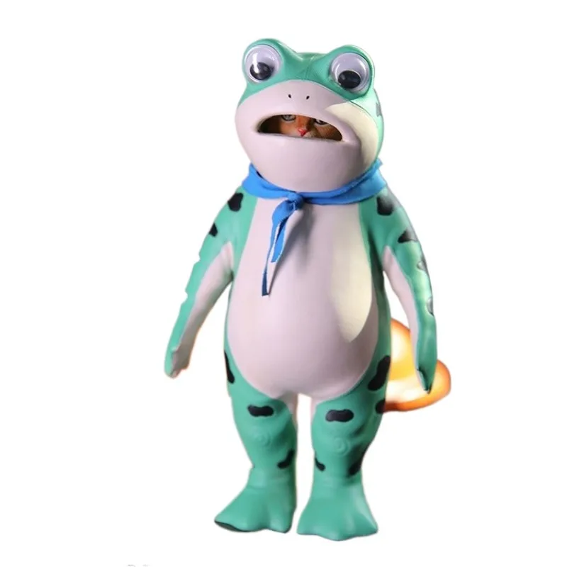

Internet celebrity frog cat head carving scene ornament tide play figure gift