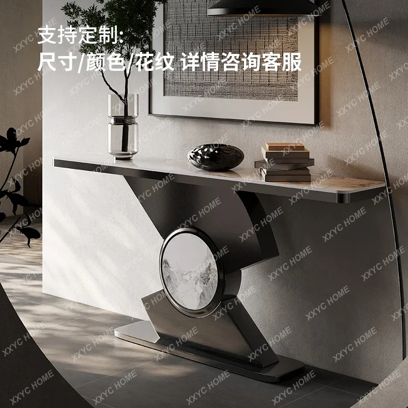 LThe entrance door is facing the entrance platform, light luxury and high-end sense,modern simple entrance, rock slab case aisle