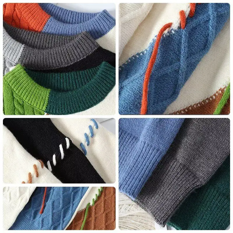 

Men's Fce Lined Thiened Korean Sle Knitted Sweater Student Sle Base Layer irt Winter Season Trendy Brand Casual Wear