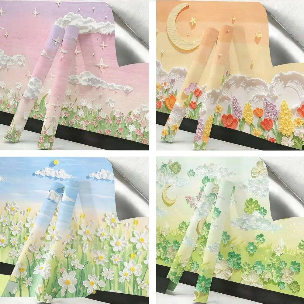 Decorative PVC Wallpaper Retro Wall Border Sticker Moisture Proof Wall Covering For Home Improvement Wall Surface Protector