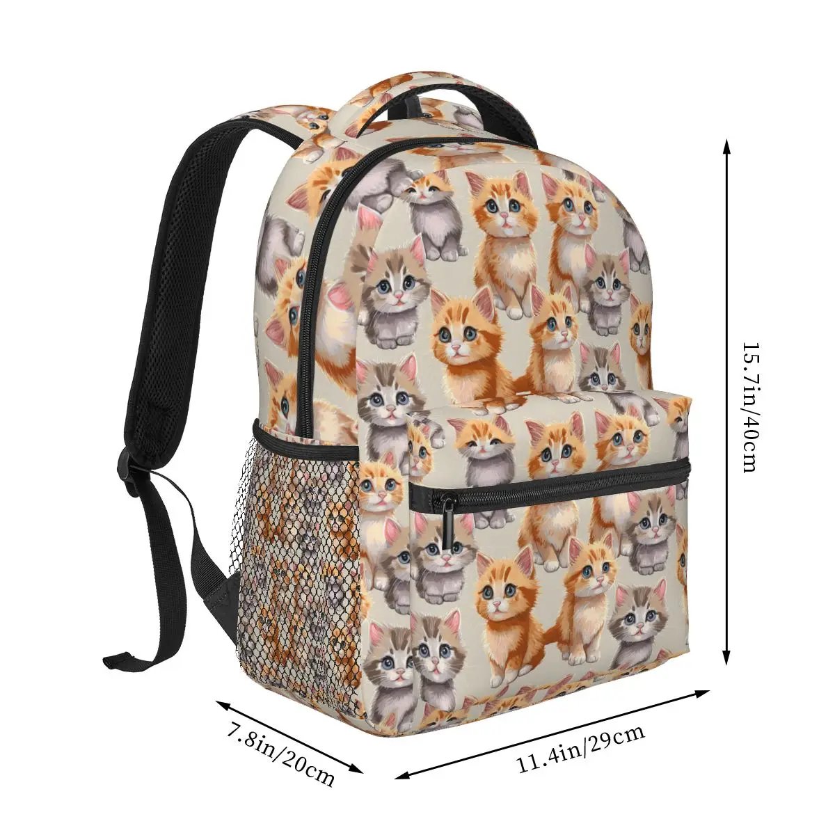 Gray Ginger And Siamese Kittens Cats Backpacks Boys Girls Bookbag Children School Bags Kids Rucksack Shoulder Bag Large Capacity