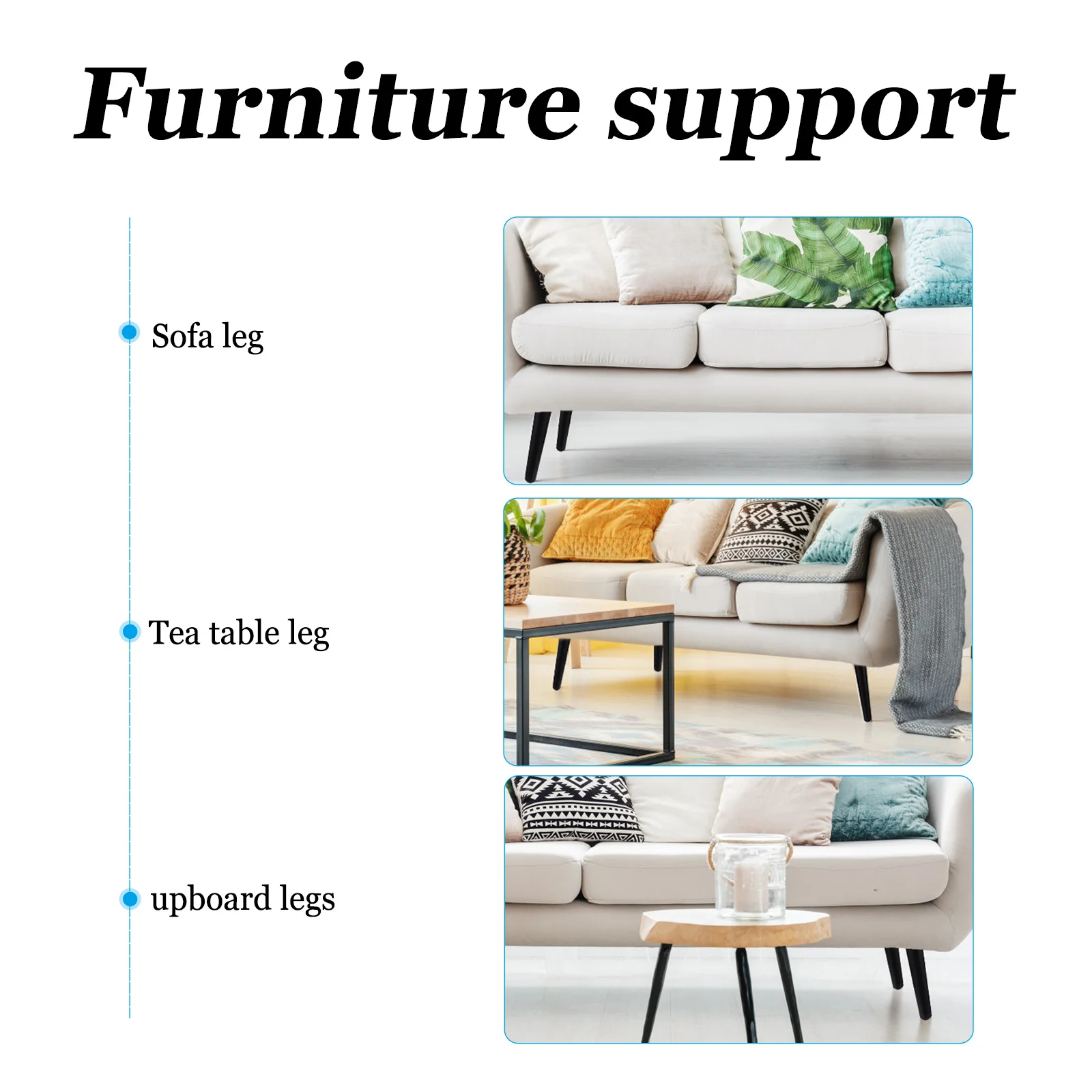 

4Pcs Iron Furniture Support Feet High Load Stable Furniture Legs for Sofa Bed Cabinet Coffee Table Sofa Leg Bed Leg