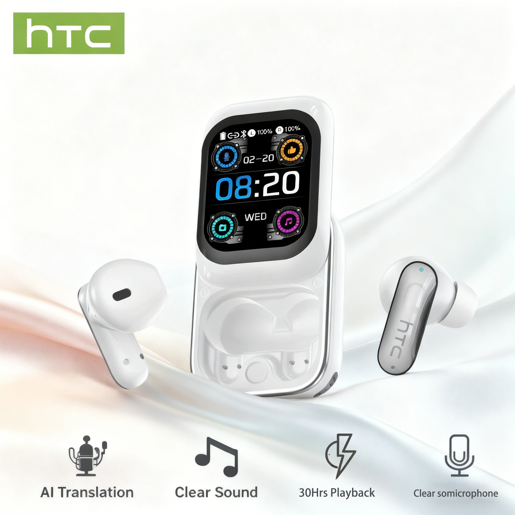 غطاء منزلق سماعات بلوتوث سماعات أذن لاسلكية 30 ساعة تشغيل سماعات AI ترجمة سماعة صوت واضح إلغاء الضوضاء #1