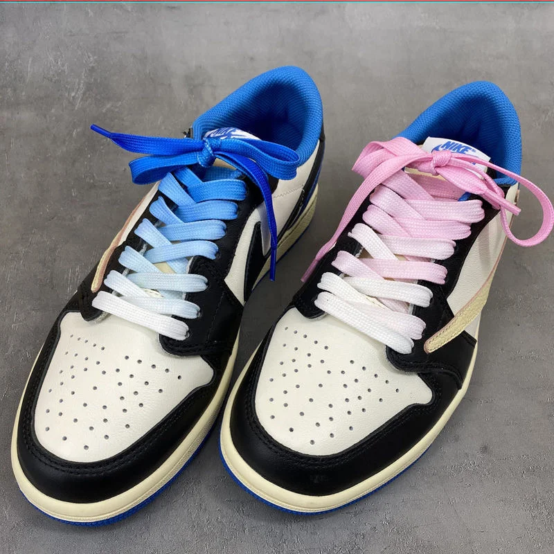 1 paar Farbverlauf Flache Schnürsenkel Rosa Schwarz Rot Schnürsenkel Für Frauen Männer Turnschuhe Sport Casual Basketball Schuhe Saiten – Detail 3