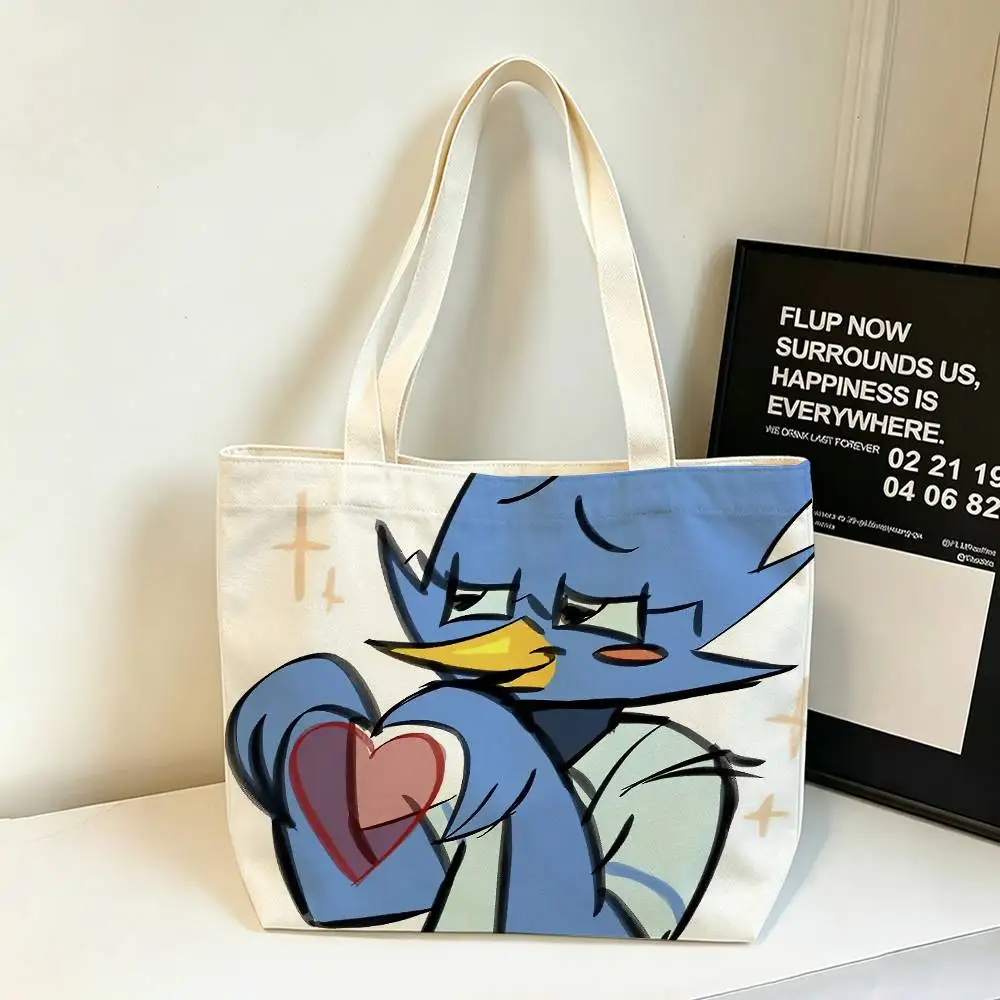 B-Berdly GAME D-Deltarune Cotton Polyester Zipper Tote Bag Large Capacity Shoulder Shopping Handbag 6
