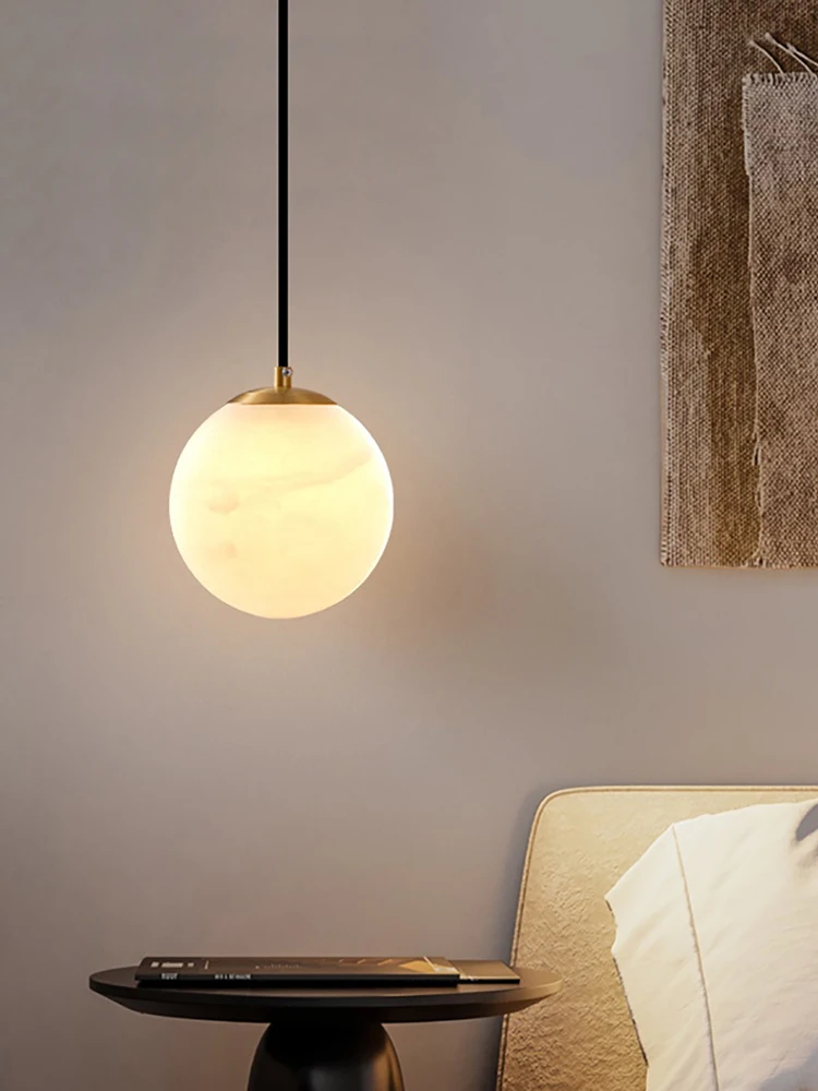 سلسلة الرخام على شكل علوي مصابيح معلقة للسقف المرمر قلادة أضواء النحاس LED الإنارة غرفة المعيشة ما بعد الحداثة بريق #4