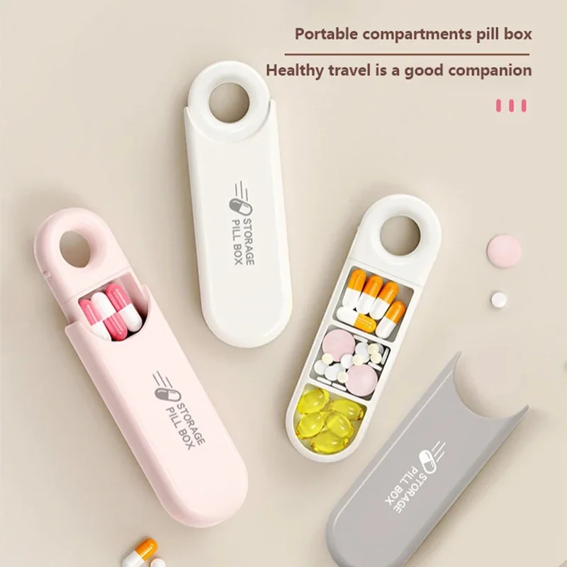 3 Compartment Pill Box Daily Pill Organizer Portable Medicine Container Travel Pill Holder for Pocket Moisture Proof Drug Case