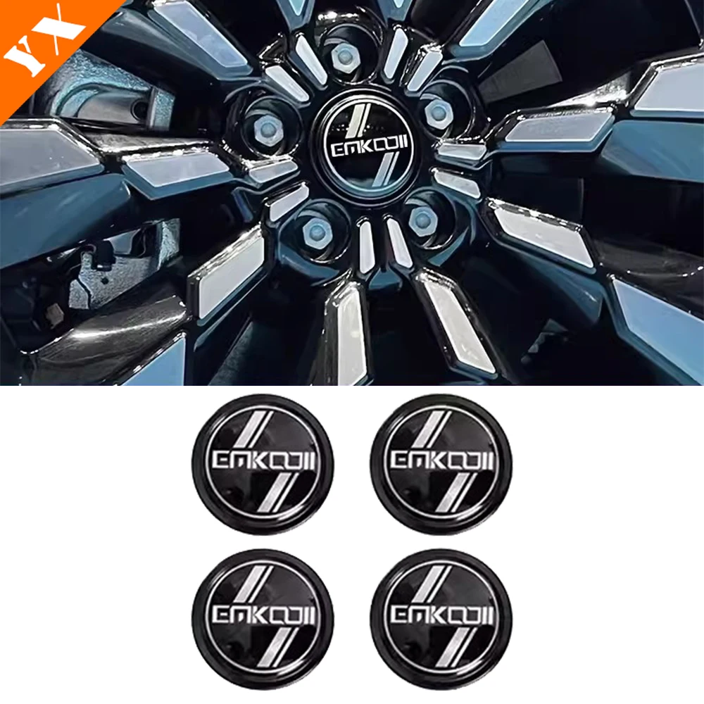 For Trumpchi GAC EMKOO 2023-2024 Stainless Black Car Accessories Wheel Hub Cover Stickers Tire Center Cover Logo Stickers