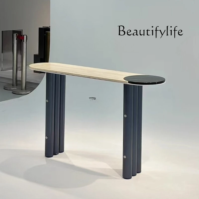 

New Minimalist Modern Marble 1.4-meter Entry Side Cabinet Partition Cabinet Stainless Steel Entrance Platform