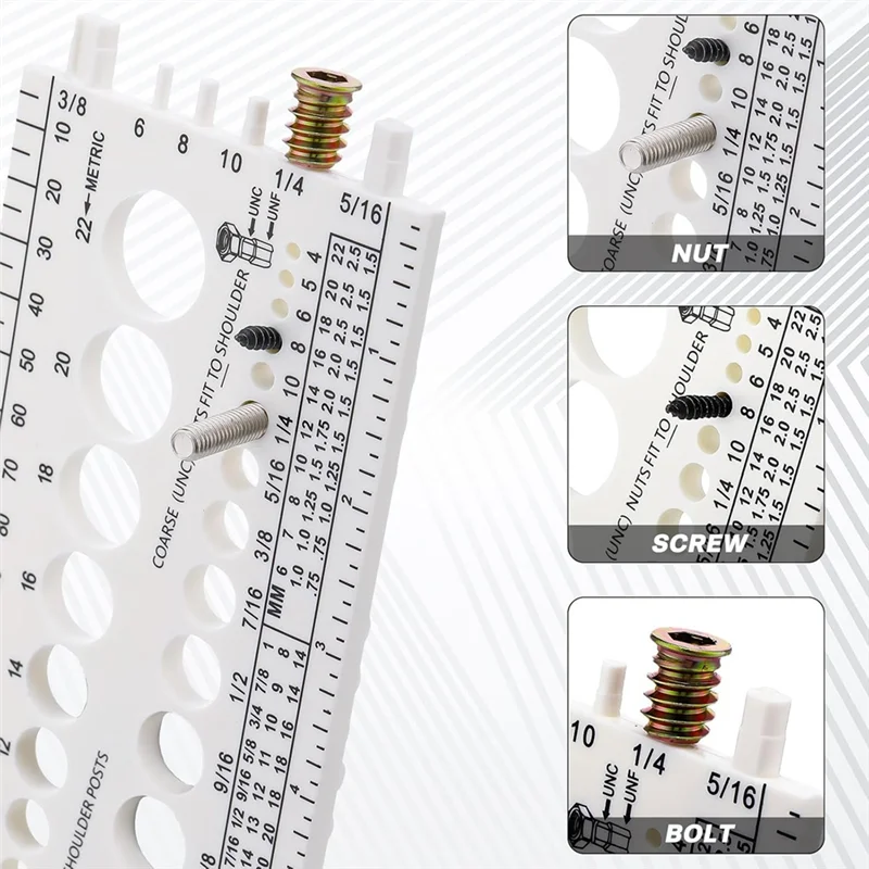 -MEOF 3Pcs Nut Bolt Thread Gauge Plastic Metric And Standard Sizer Tool Bolt Measuring Size And Thread Identifier Gauge