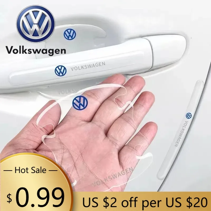 

Защитные наклейки на ручки дверей автомобиля VOLKSWAGEN VW, прозрачная пленка против царапин для VW Volkswagen Golf Polo Passat Tigua