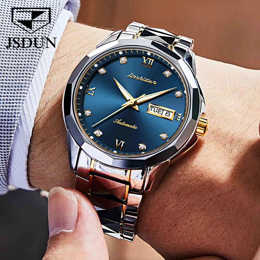 JSDUN Best Selling Men Luxury Watch Original Tungsten Steel Automatic Mechanical Watches for Men Casual Fashion Wrist Watch Men