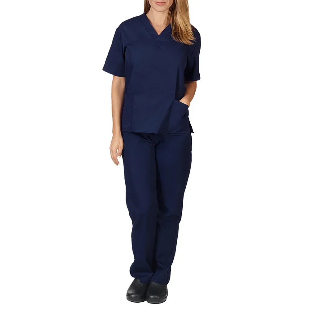 Hospital Clothes V-neck Scrub Sets High Quality Spa Uniforms Unisex Workwear Overall Medical Suits Clothing Tops Pant