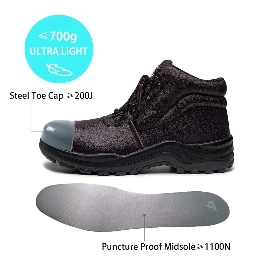 Water Resistant Steel Toe Work Boots For Men,6 EHRated Safety Boots
