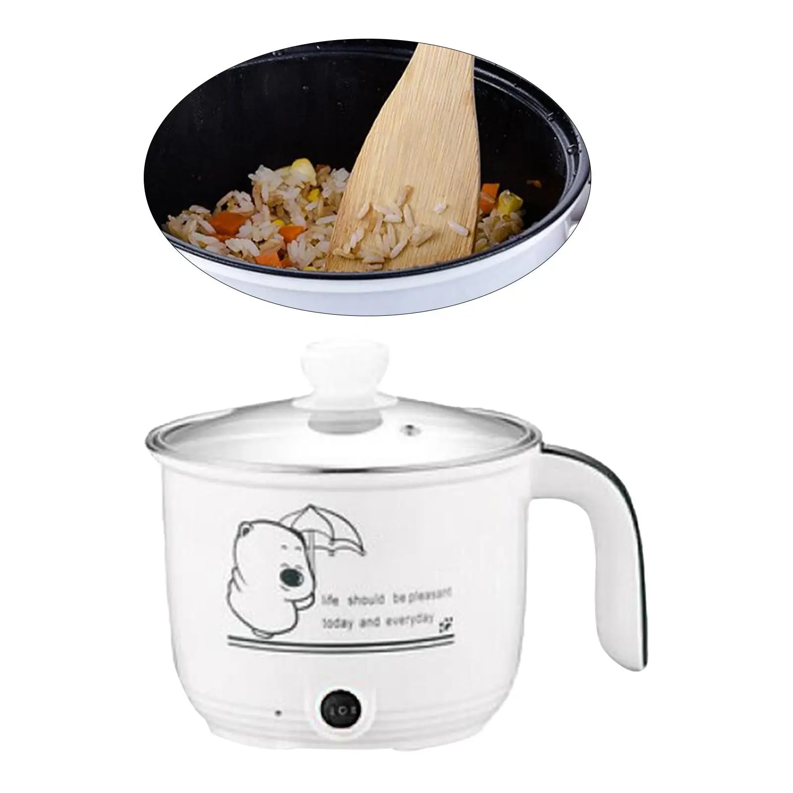 ทําอาหารไฟฟ้าหม้อ Nonstick 1.8L สแตนเลสสตีลมัลติฟังก์ชั่น 2 เกียร์กระทะไฟฟ้าสําหรับก๋วยเตี๋ยว Ramen โจ๊กไข่