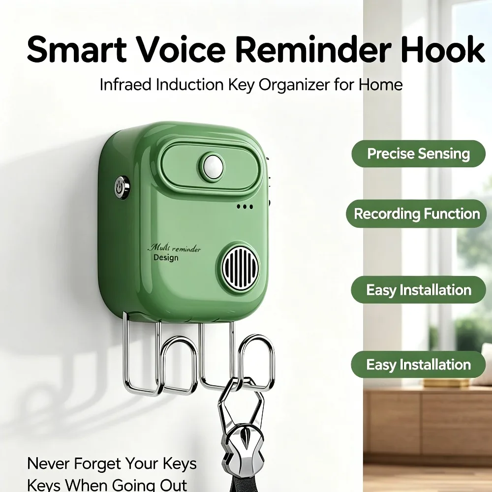 New Creative Multi-Function Reminder Voice-Recording White/Green Smart Voice Home Reminder For Seniors To Prevent Forgetting Key