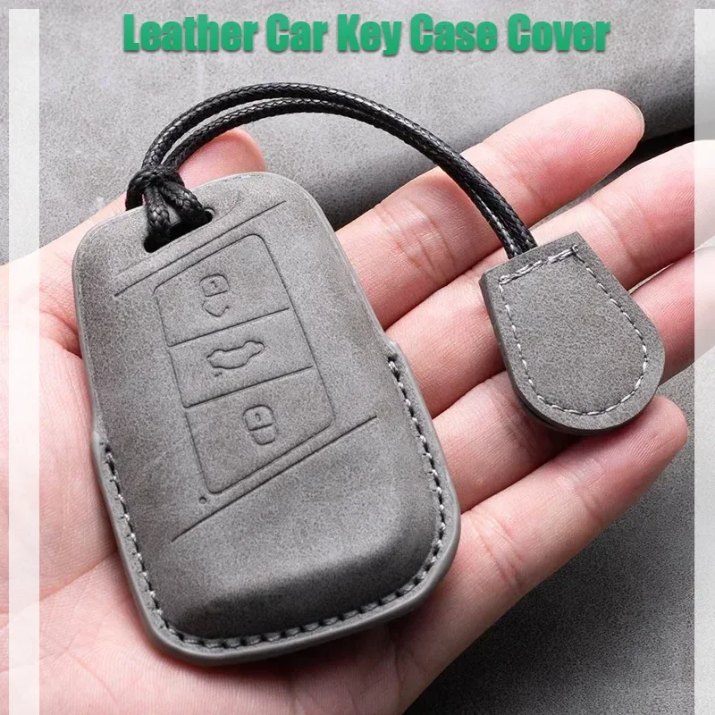 

Leather Car Key Case Cover Fob Keychain For VW Volkswagen Golf 7 MK7 Tiguan MK2 For Ateca Leon FR Ibiza Skoda Octavia Kodiaq
