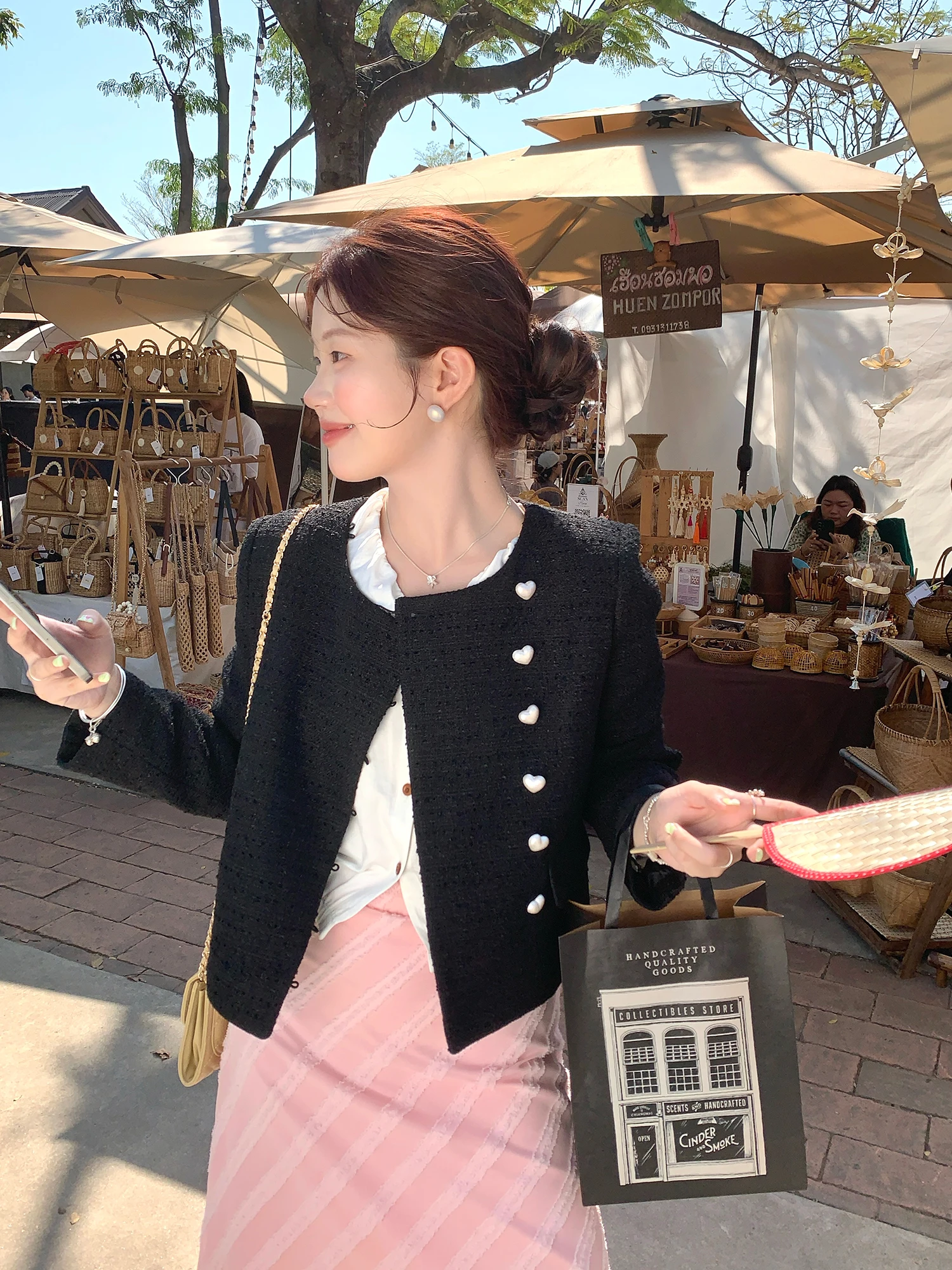 

Cute ort Button-Up Women's Jaet Heart Pattern Casual Sle Polyester Fiber Long Sve Spring Faion Design Sensation