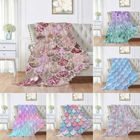 Cute Mermaid Tail Scales Fuzzy Soft Warm Throw Blanket for Girls Lightweight Glitter Purple Blue Pink Crystal Blanket for Couch