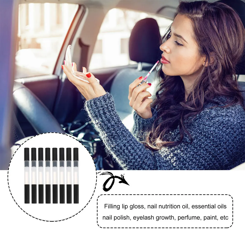 

8 Pcs Empty Nail Oil Pens Portable Cuticle Oil Holder Twist Pen Reusable Black Mini Lip Gloss Tube Manicure Supply Nail Art Tool