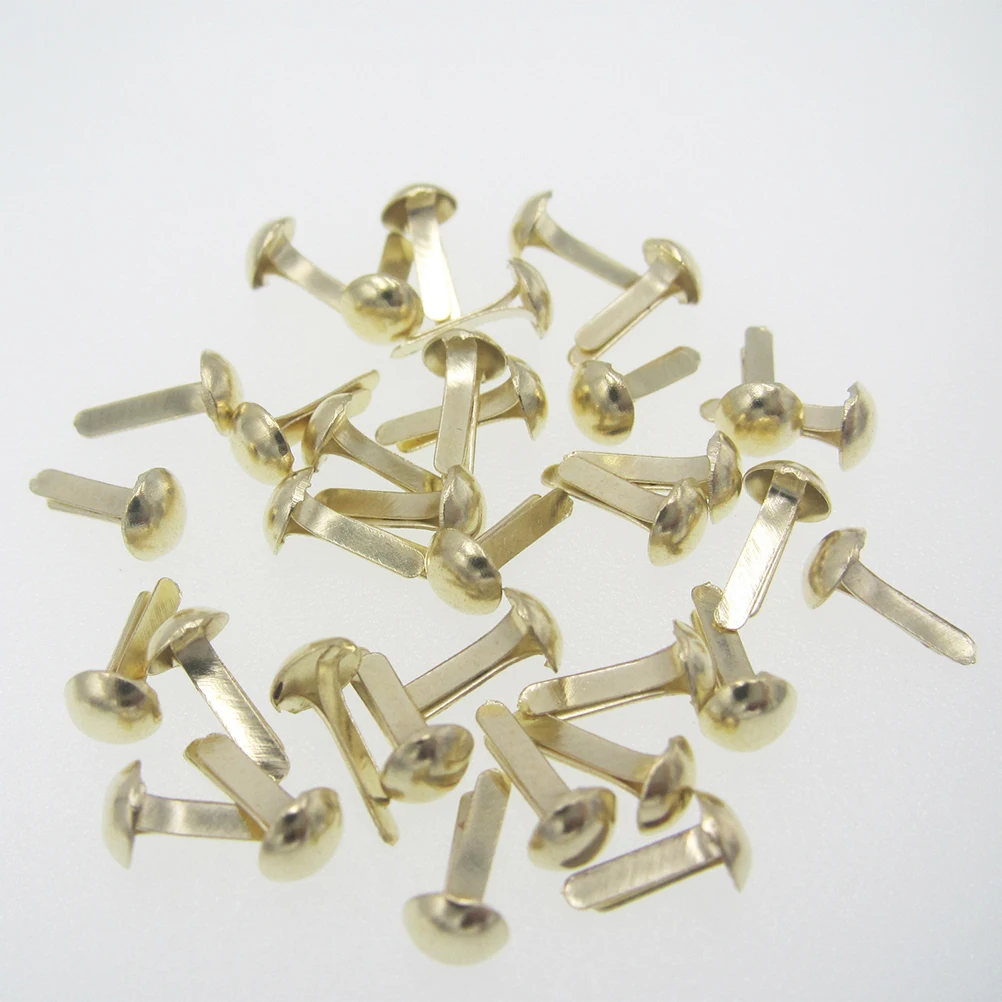 500pcs Metal Paper Fasteners Electroplated Two Leg Nails Office Supplies Waterproof Anti Rust Storage Box ganized Craft