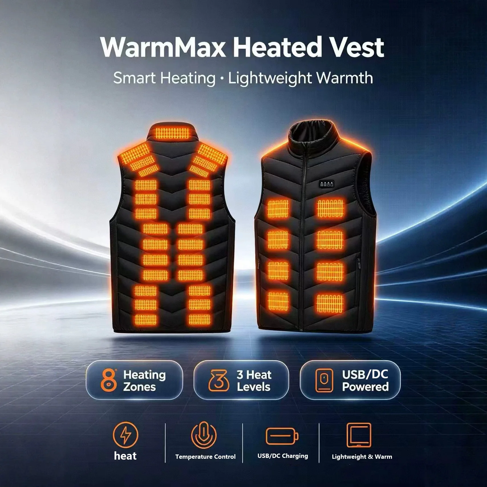 Men Heated Vest 35 Zones Graphene Electric Heating Jacket USB Winter Warm Padded Outdoor Coat Autumn Thermal Waistcoat Male