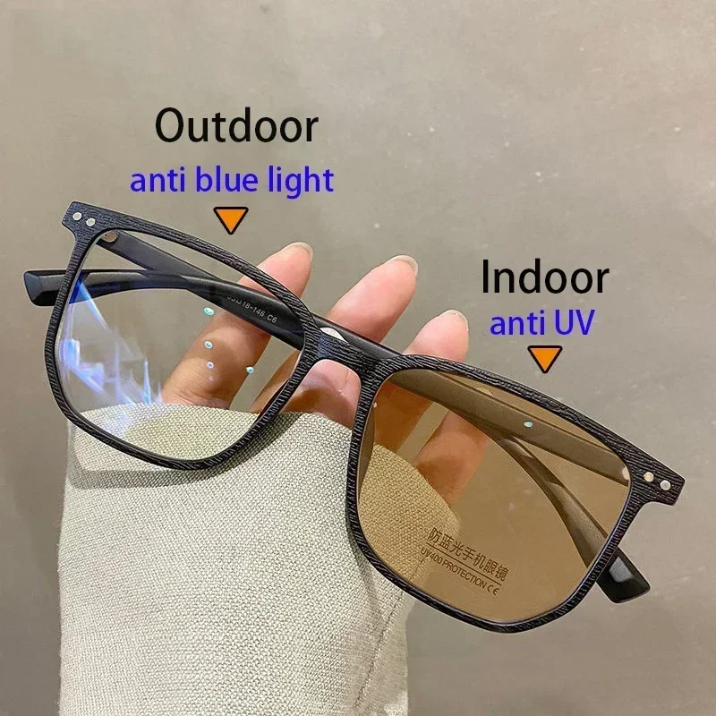 

Fashion Photochromic Myopia Glasses for Women Men Computer Oversized Clear Nearsighted Eyeglasses Minus Diopters 0 To -6.0 Очки