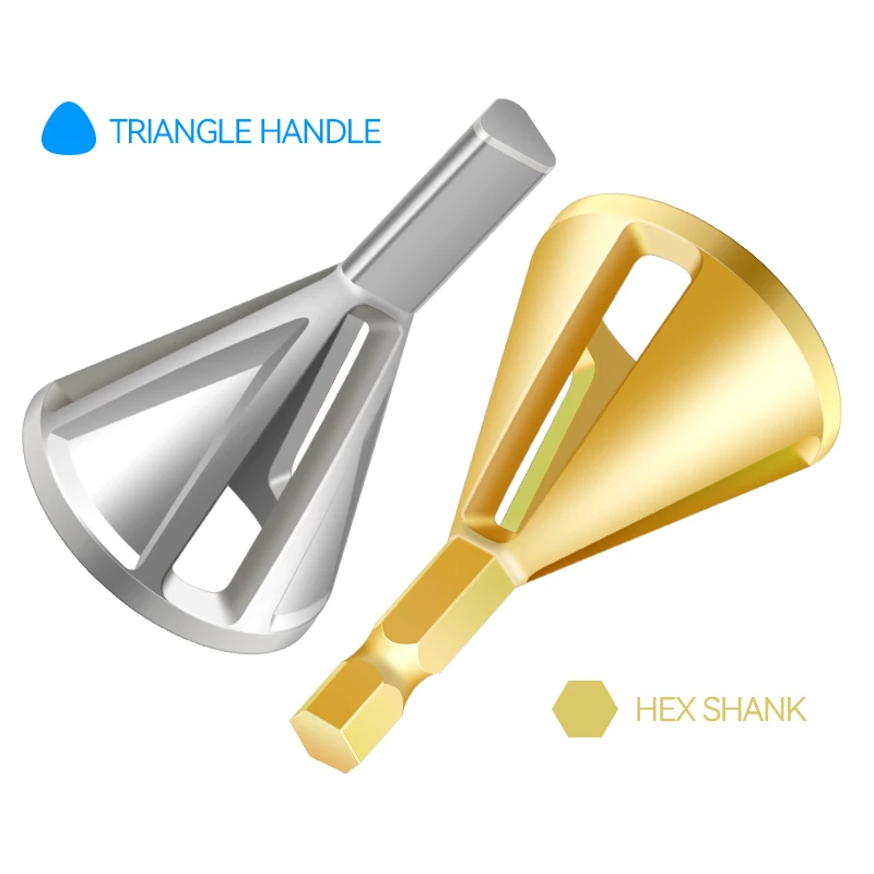 28mm Deburring External Chamfer Bits Metal Hex Triangle Deburr Drills for Stainless Steel Copper Screw Fast Remove Burr Tools