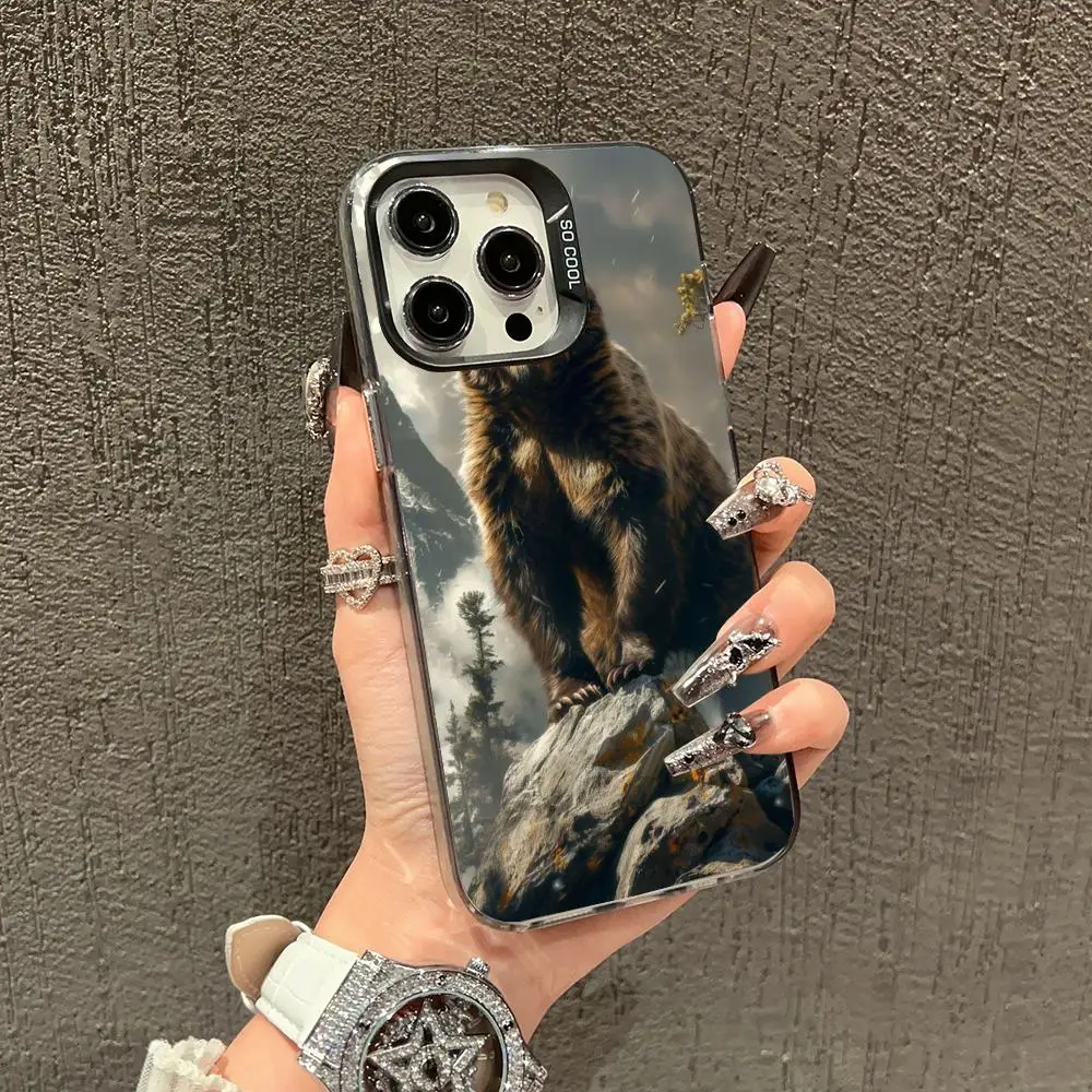 

Brown bear case for iPhone17 16 15 14 13 12 11 Pro/ Max/Plus shock-proof rear cover anti-fingerprint