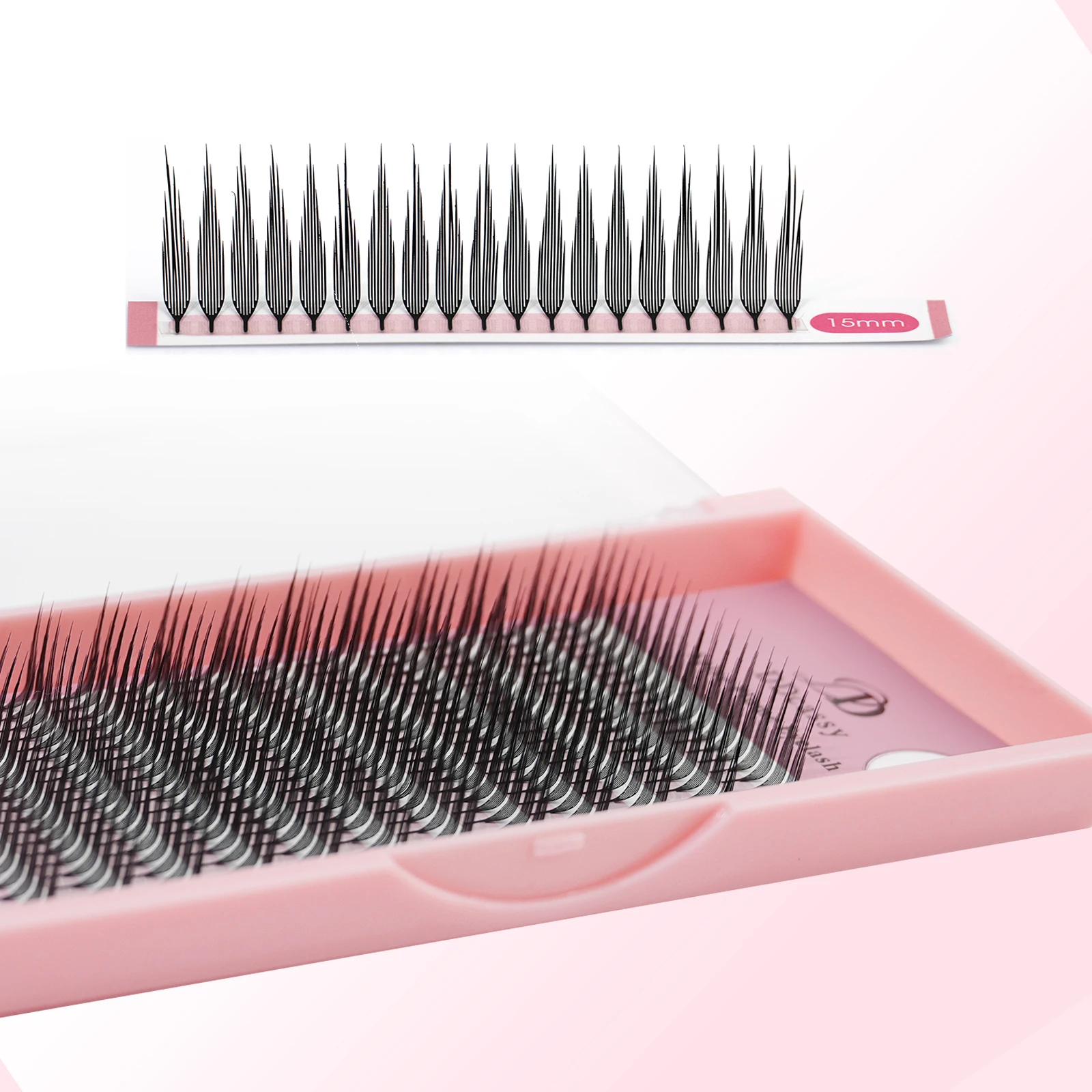 M LU Curl Manga Style Schmale Spire Vorgefertigte Fächer Wimpernverlängerungen Leichte Feder Anime Semi-Handgefertigte Spire-Cluster Blisterpackung – Detail 10