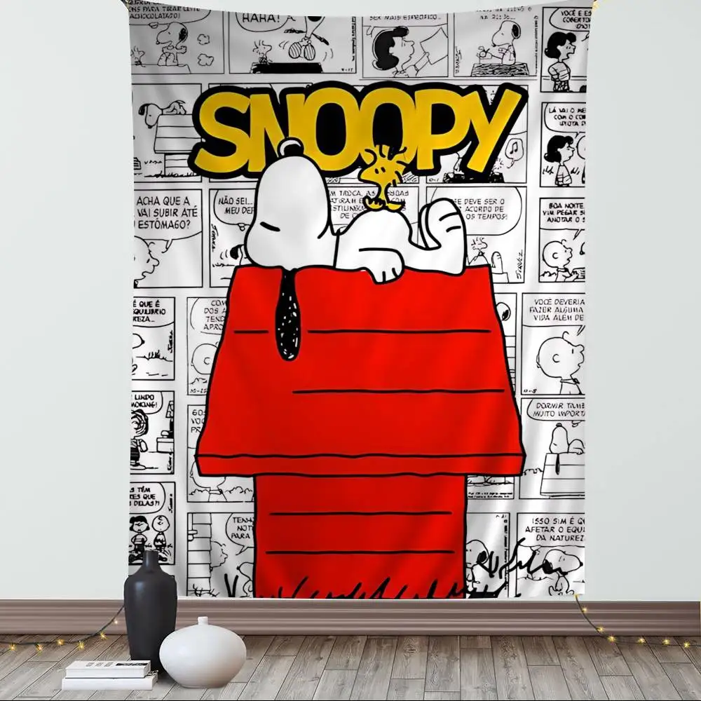 Classic Cartoon Cute S-Snoopy Anime Tapestry Hanging Tarot Hippie Wall Rugs Dorm Home Decor