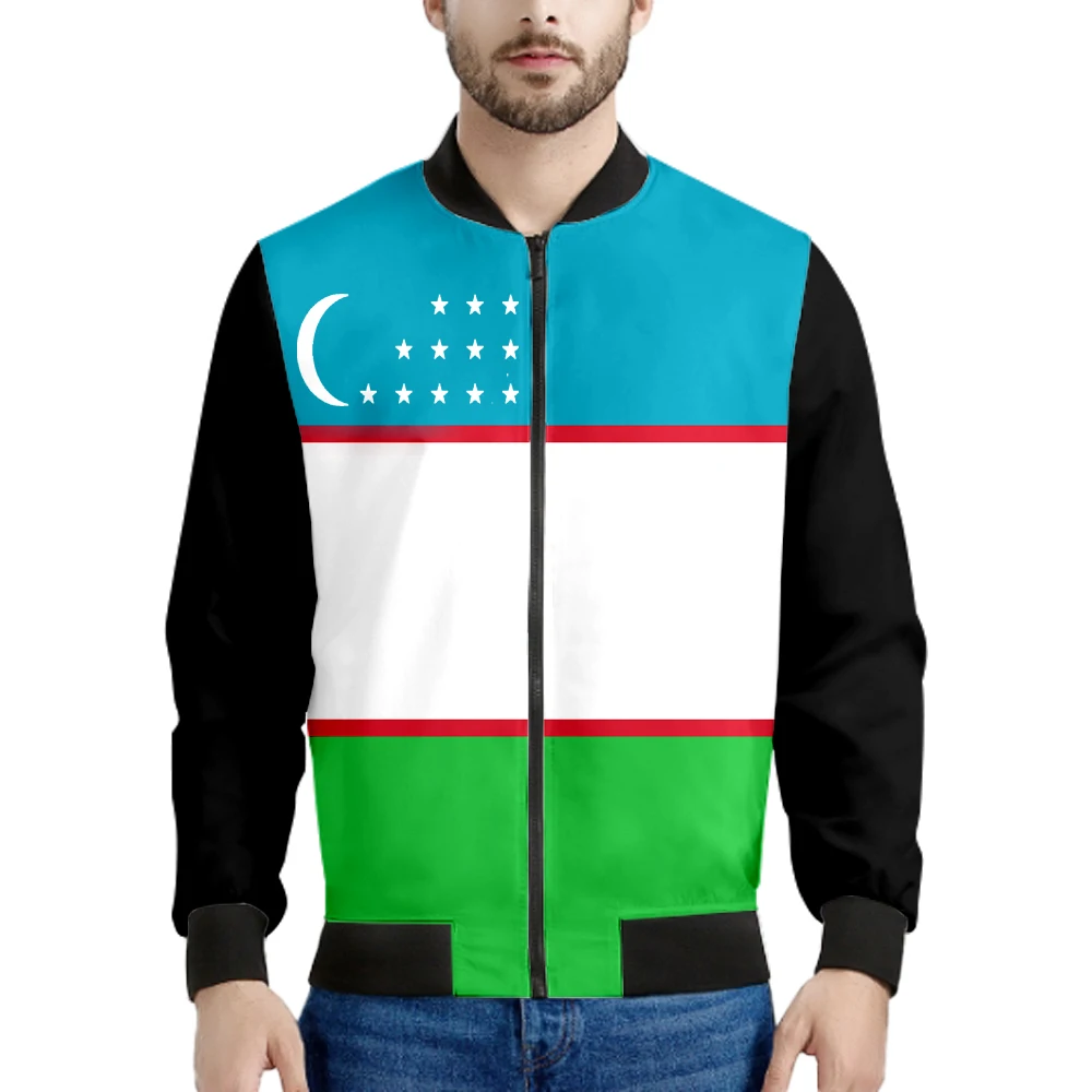 Uzbekistan Zipper Jacket Free Custom Made Name Number Team Logo Uz Coat Country Ozbekiston Nation Uzbek Flag Print Photo Clothes