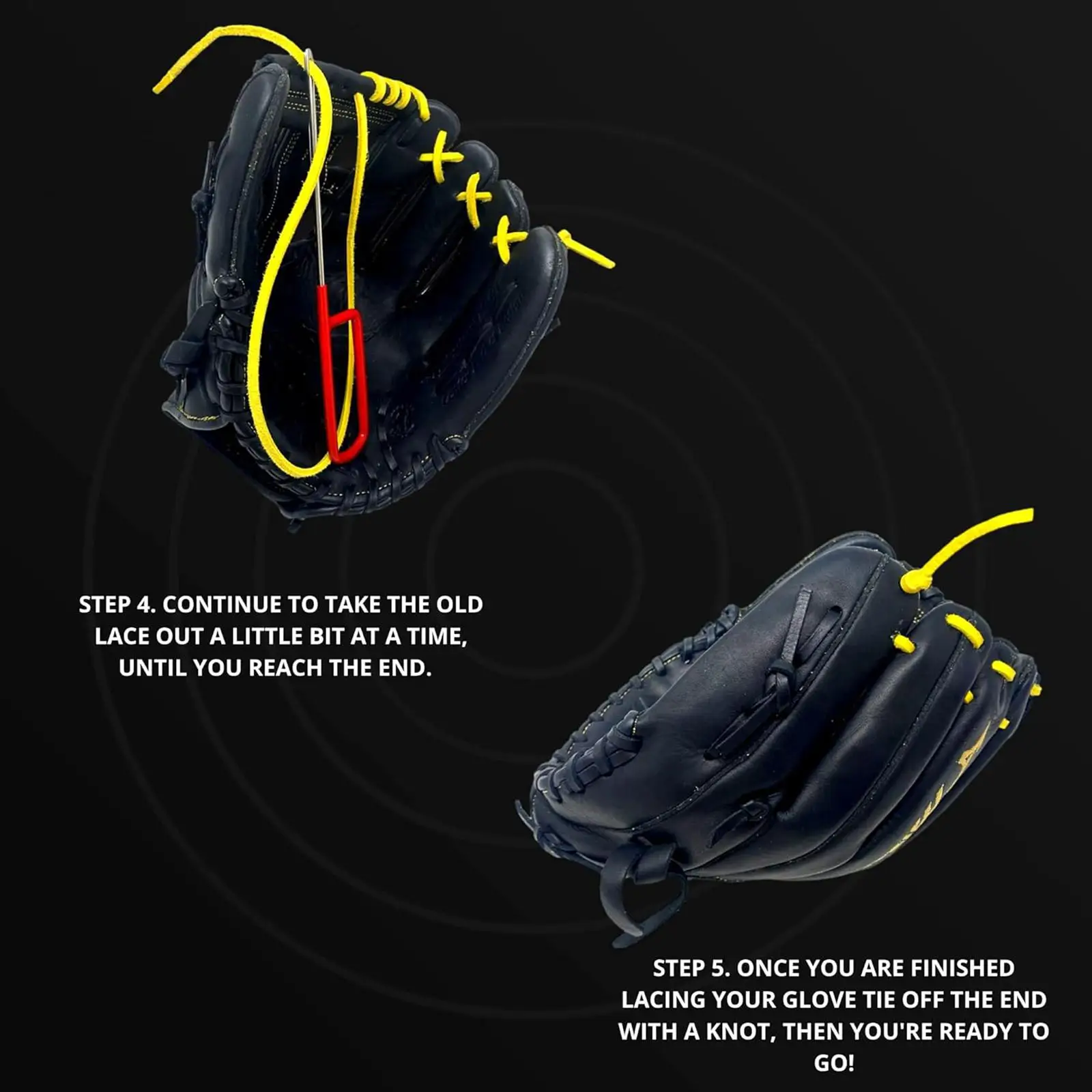 

Sports Glove Lacing Repair Kit Black Metal Needle Equipment Baseball Softball Glove Lace Replacement for Athletes Coaches