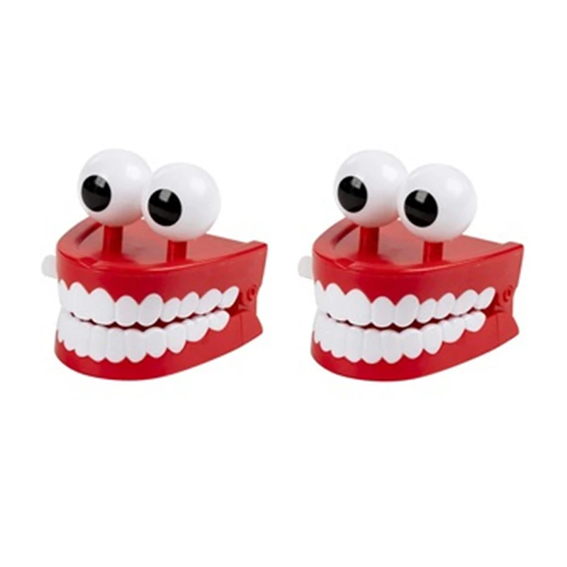 NEW Novelty Dentures Clockwork Fun Toy Teeth Clockwork Beating On The Chain Toys