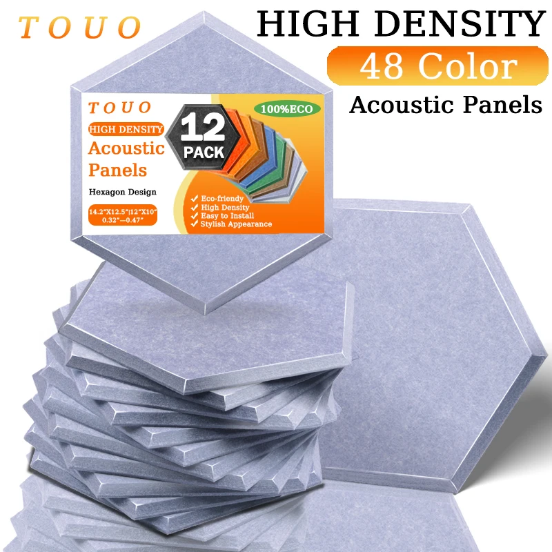 TOUO Acoustic Panel12 Pcs Soundproofing Sheet Kids Room Sound Proof Wall Stickers Panels Decor For Home Studio Door Sealing Stri