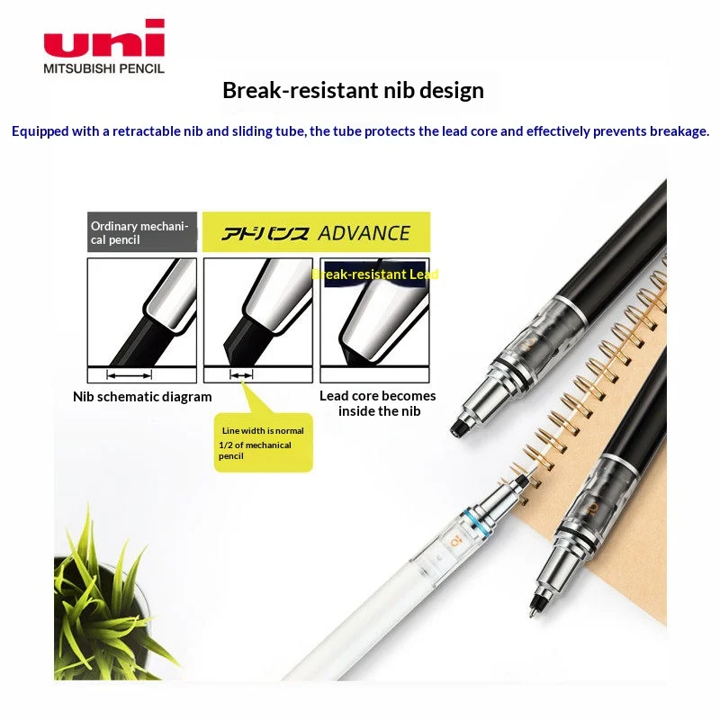 Uni Kuru Toga Advance “Black Tech” Mechanical Pencil Double-Speed Auto-Rotation for Anti-Break Lead,Perfect for Drawing,Writing