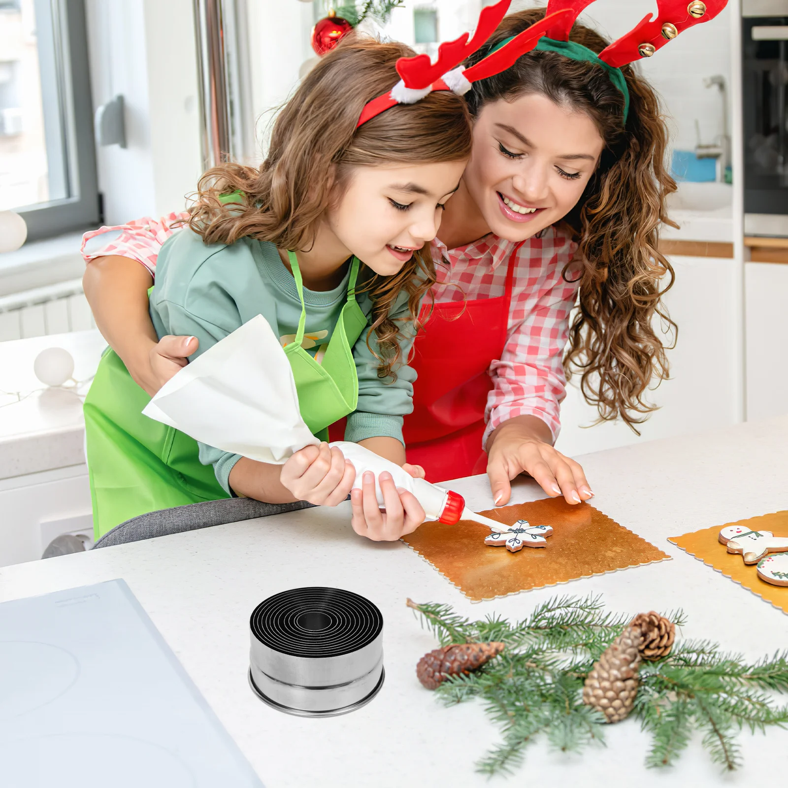 

12pcs Stainless Steel Mousse Ring Round Cookie Mold Baking Tool For Cake Tart Dessert Circle Kitchen Cooking Ring Baking