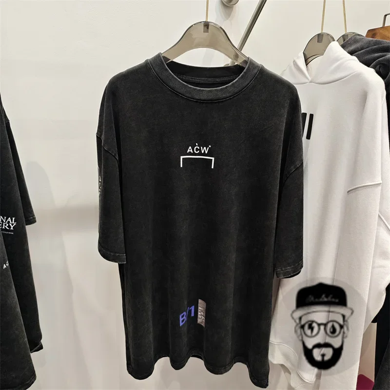 

high-quality water washed black Men Women ACW T-shirt Oversize Washed A-COLD-WALL* Tee ACW Tops