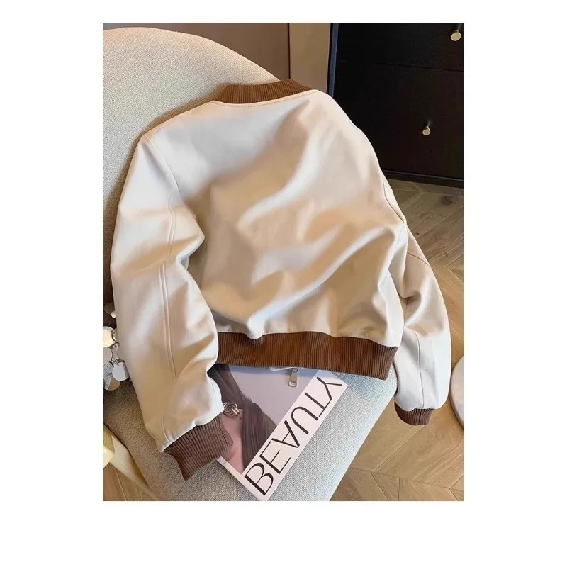 Baseball Spring and Autumn Jacket New Contrasted Color Casual Small Perfect Short Jacket Top