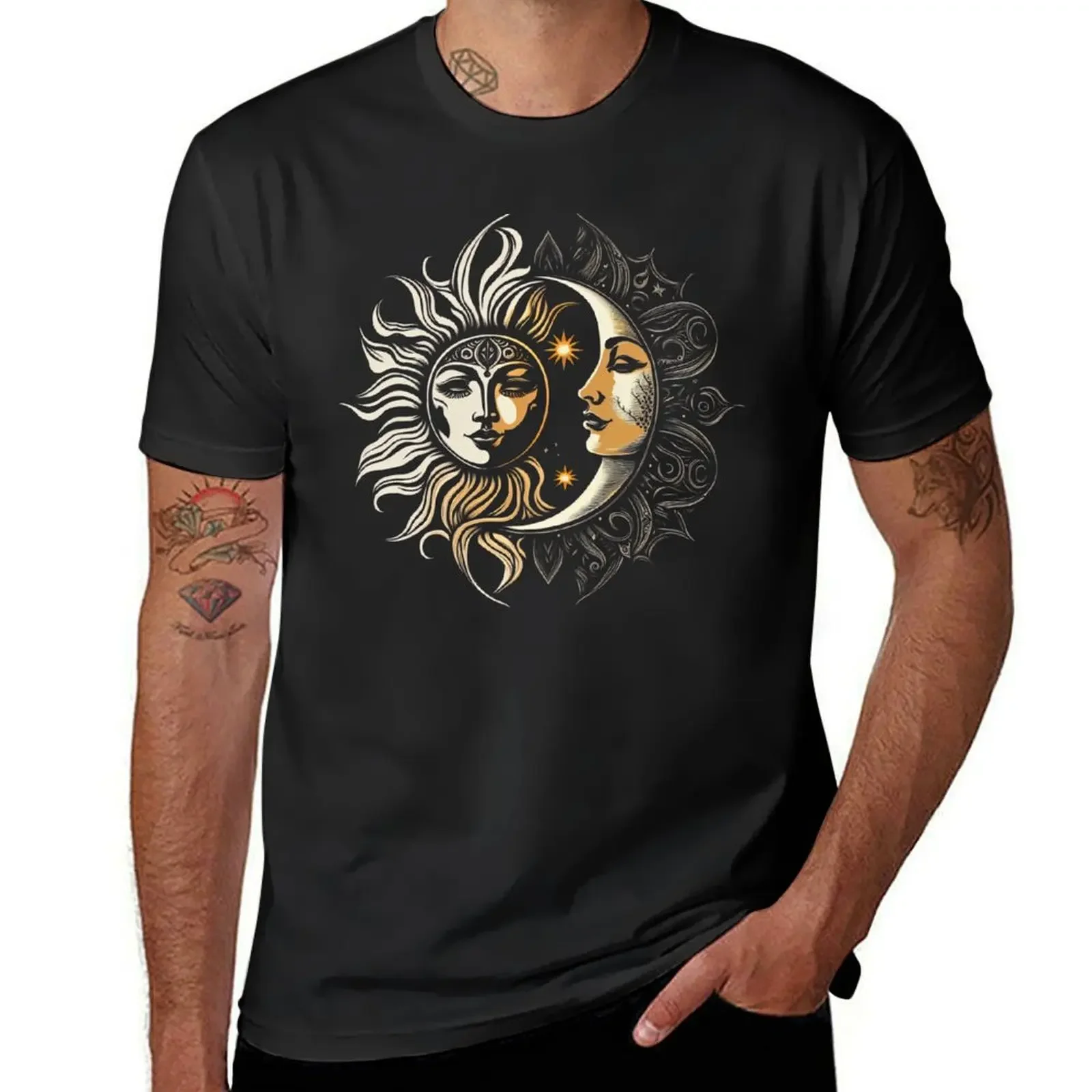 

Vintage Sun and Moon Solar Eclipse T-Shirt oversized graphic tee man clothes shirts men graphic